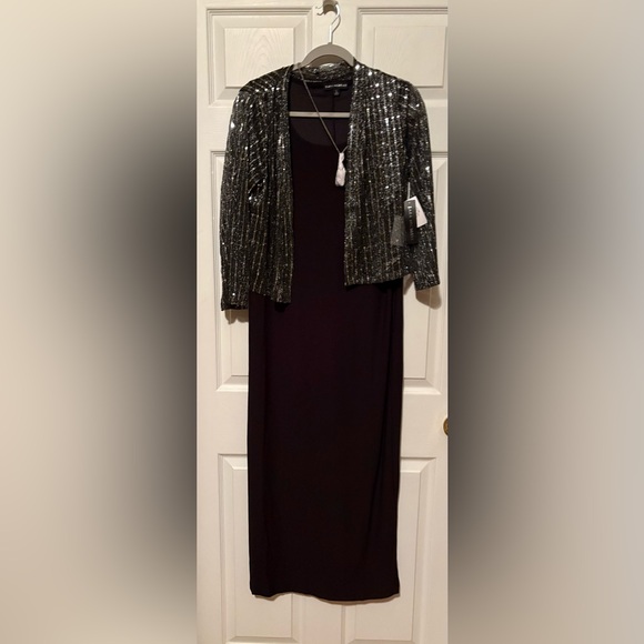 Sara Michelle Dresses & Skirts - NWT Maxi dress & jacket;sparkling jacket over tank dress,necklace Silver/Black,L